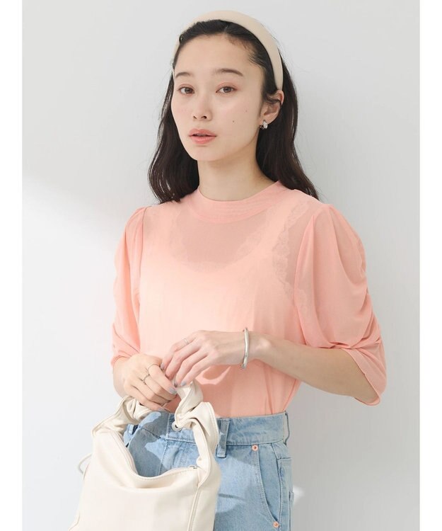 earth music&ecology ５分袖シアーインナー Pink