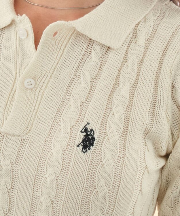 WEGO 別注USPOLO　ケーブルニットポロ ホワイトアイボリー