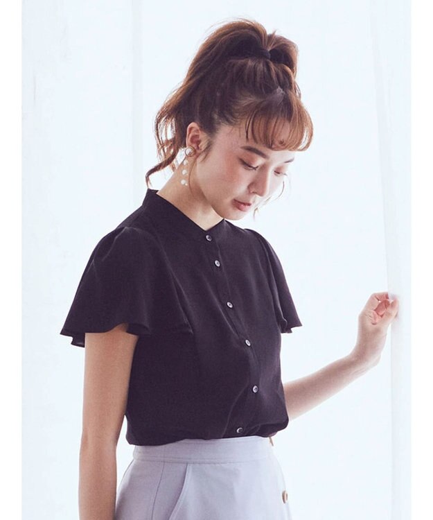 earth music&ecology ラッフルブラウス Black