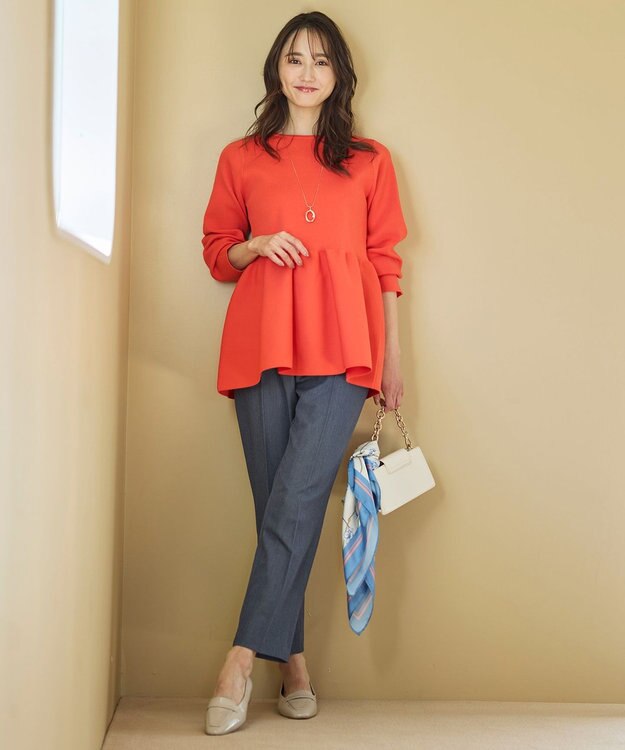 ANY SIS L 【洗える】褒めらレディテーパード パンツ シャンブレー