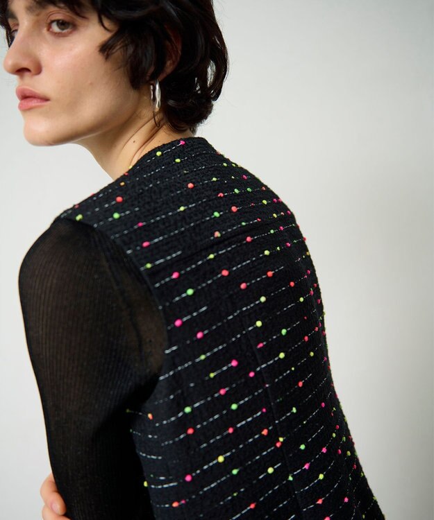 GRACE CONTINENTAL ネオンドットジャガードワンピース ブラック