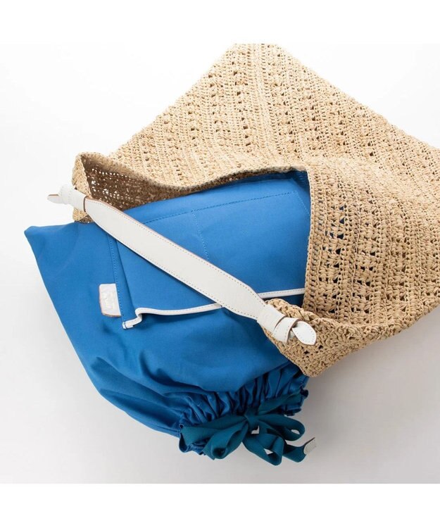 UNBILLION perche マダガスカルラフィア×姫路レザーホーボーバッグ アイボリー