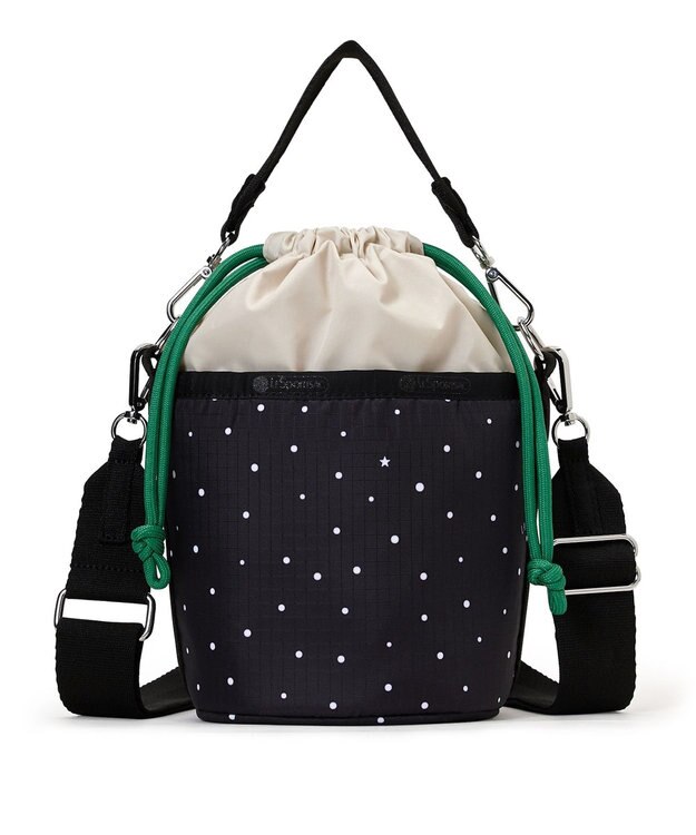 LeSportsac SM DRAWSTRING BUCKET/ブリスドットアイボリー/グリーンコード ブリスドットアイボリー/グリーンコード