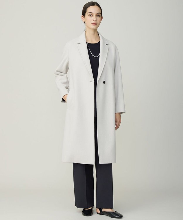 ICB L ウールカシミヤメルトン チェスターコート トープ