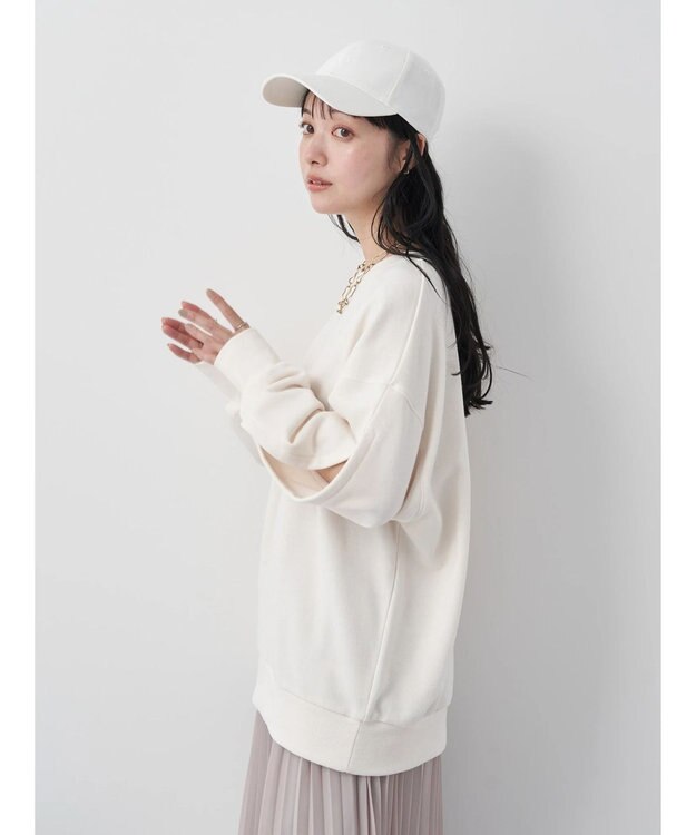 earth music&ecology 袖スリットスウェット Ivory