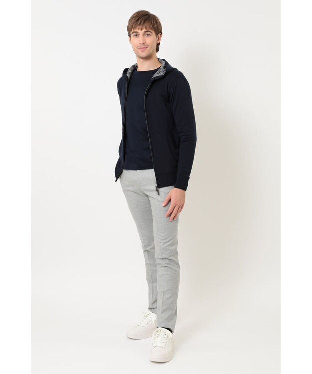 DAKS フード付きメリノウールカーディガン ネイビー