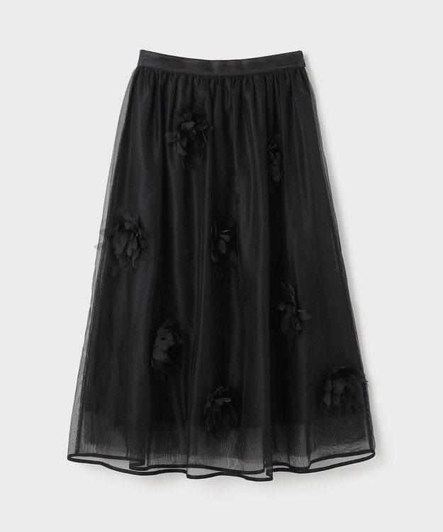 GRACE CONTINENTAL メッシュフラワースカート ブラック