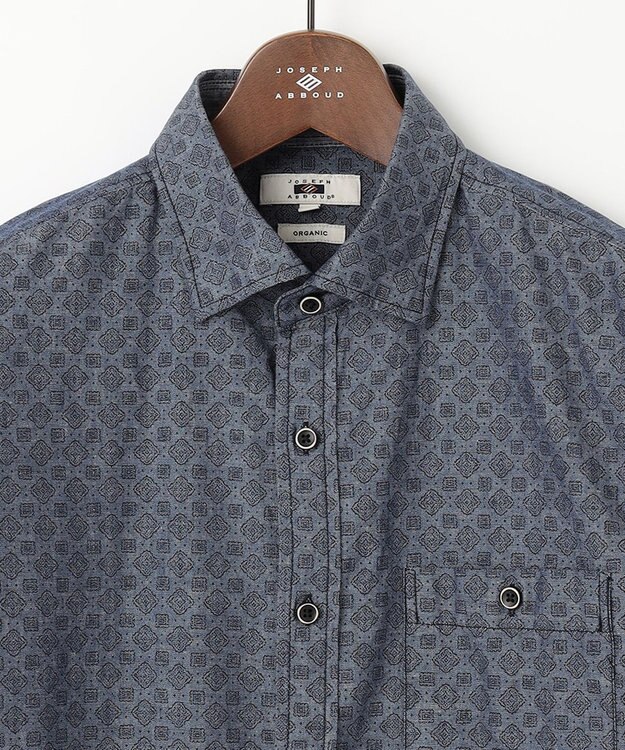 JOSEPH ABBOUD 【オーガニックコットン】ダンガリープリント シャツ ネイビー系5