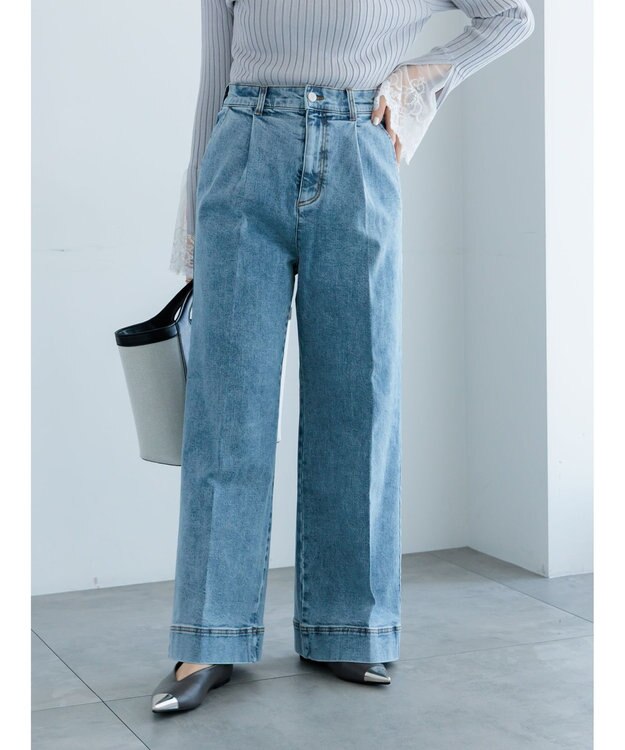 Te chichi ワイドデニムパンツ サックスブルー