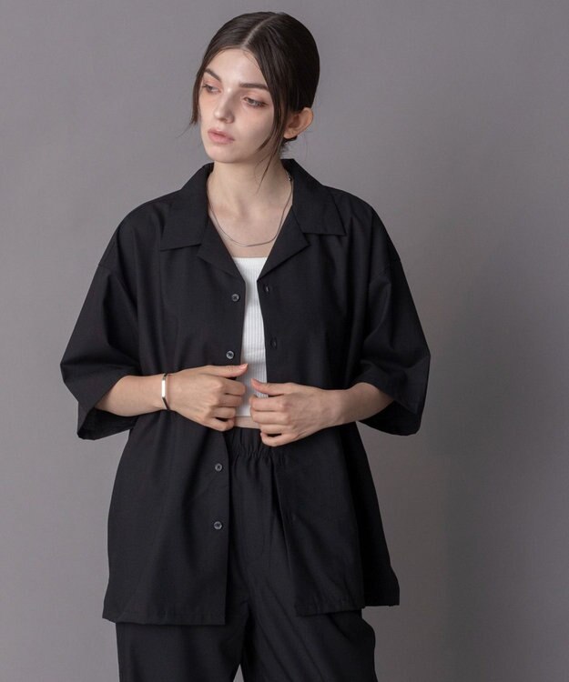 WEGO 【ユニセックス着用ITEM/SMLサイズ展開】 TRオープンカラーシャツ（SS） ブラックその他