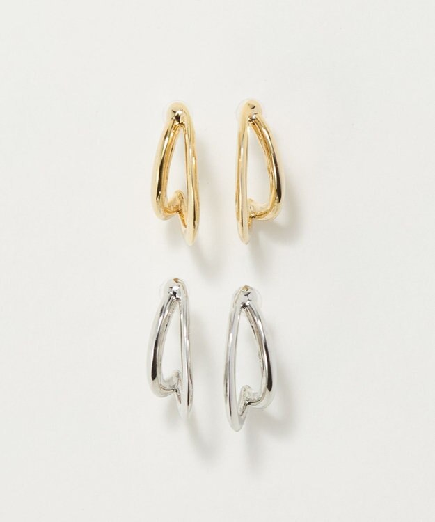 Phoebe 〈アレルギー対応〉ベーシックダブルフープセラミックピアス　シルバー シルバー