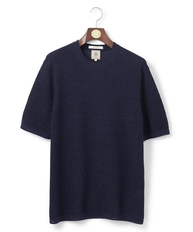 J.PRESS MEN 【ビジネスインナー推奨】【HYBRID LINEN】ニットTシャツ ネイビー系1
