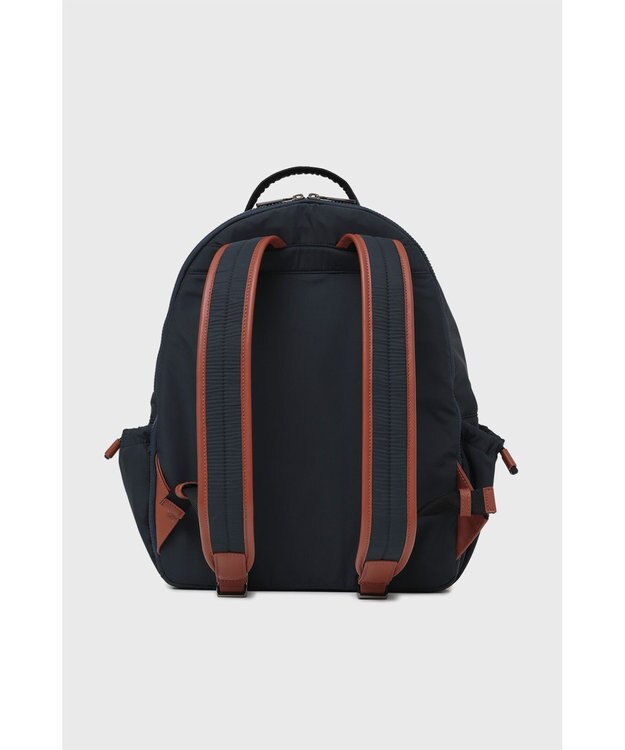 DAKS 軽量ナイロン×レザー ハウスチェックディテール PC収納バックパック ネイビー