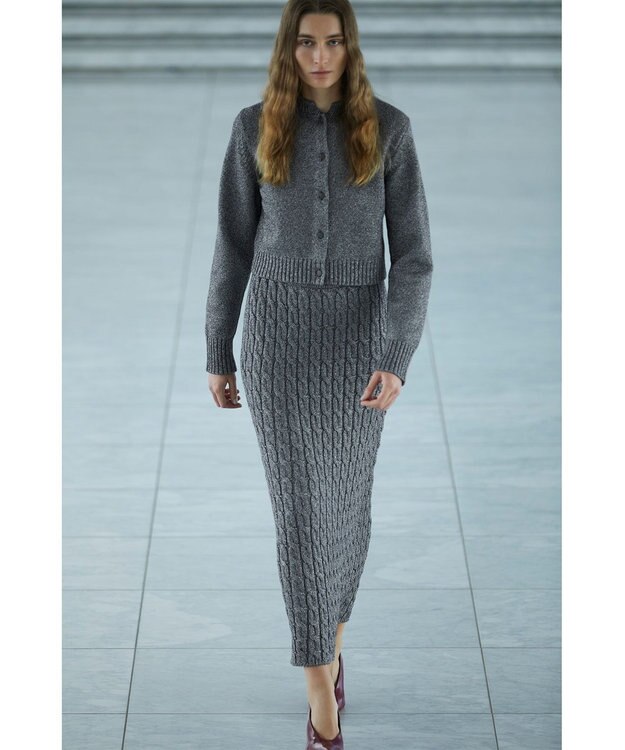 uncrave グロッシー ニット カーディガン（uncrave WHITE） メタルブラック