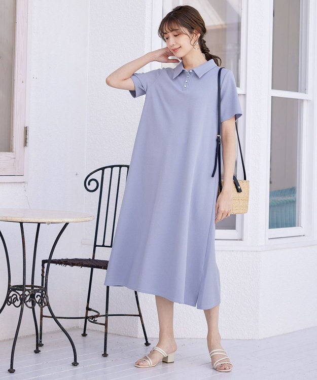 Tiaclasse 【洗える】ポロシャツワンピース ラベンダー