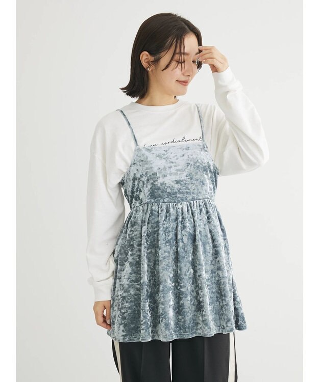 Green Parks ・ＥＬＥＮＣＡＲＥ　ＤＵＥクラッシュベロアキャミチュニック Gray