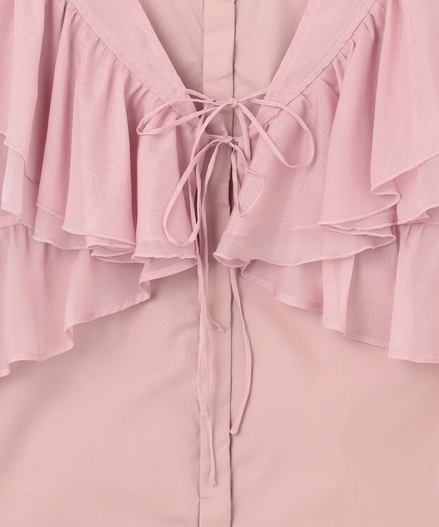 Feroux 【2WAY】フリルコンビ ブラウス ピンク系