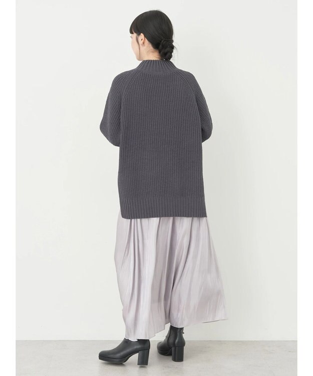 earth music&ecology マットベロアモールチュニック Dark Gray