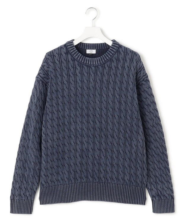 J.PRESS YORK STREET 【UNISEX】ピグメントコットン ケーブルニット ネイビー系