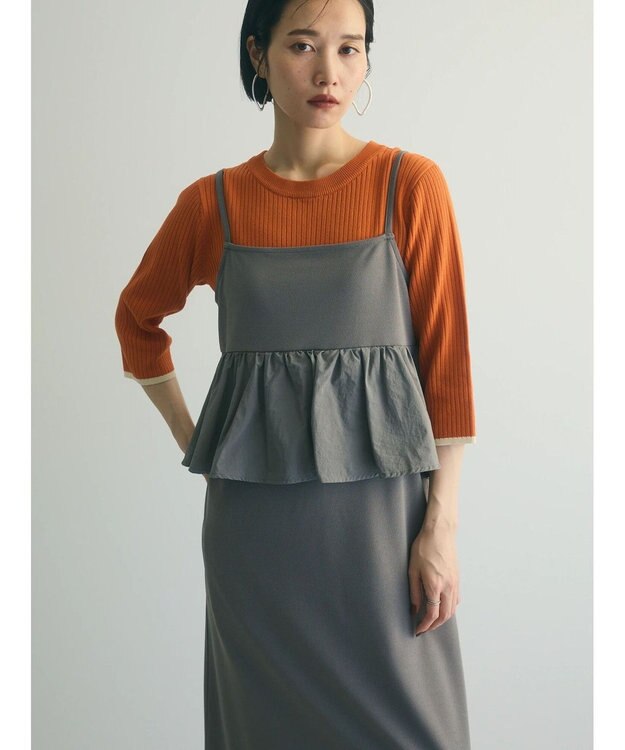 Green Parks armonia.ペプラムキャミワンピース Gray