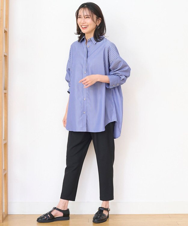 ANY 【UVケア・吸水速乾・接触冷感】ラク映えドライシャツ ブルー系