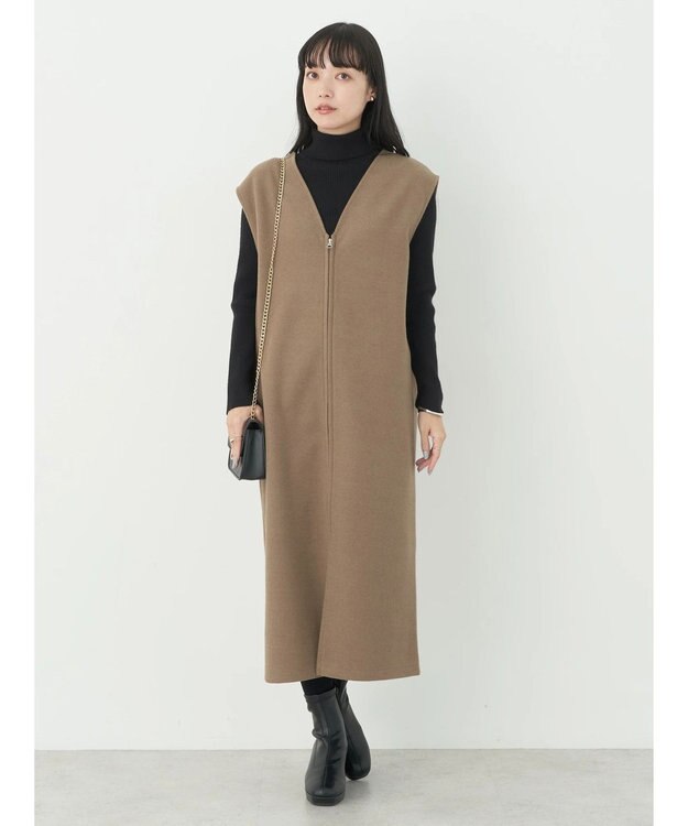 earth music&ecology 圧縮ニットＺＩＰジャンスカ Mocha