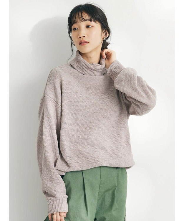 CRAFT STANDARD BOUTIQUE 洗えるコードモールタートルネックプルオーバー Gray Beige