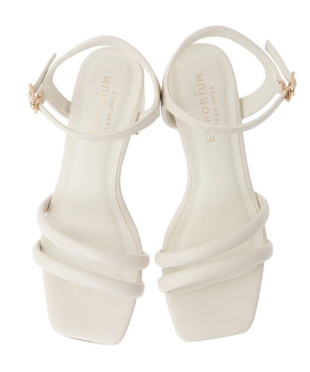 Green Parks ＥＴＳ．スクエアトゥアンクルストラップサンダル Ivory