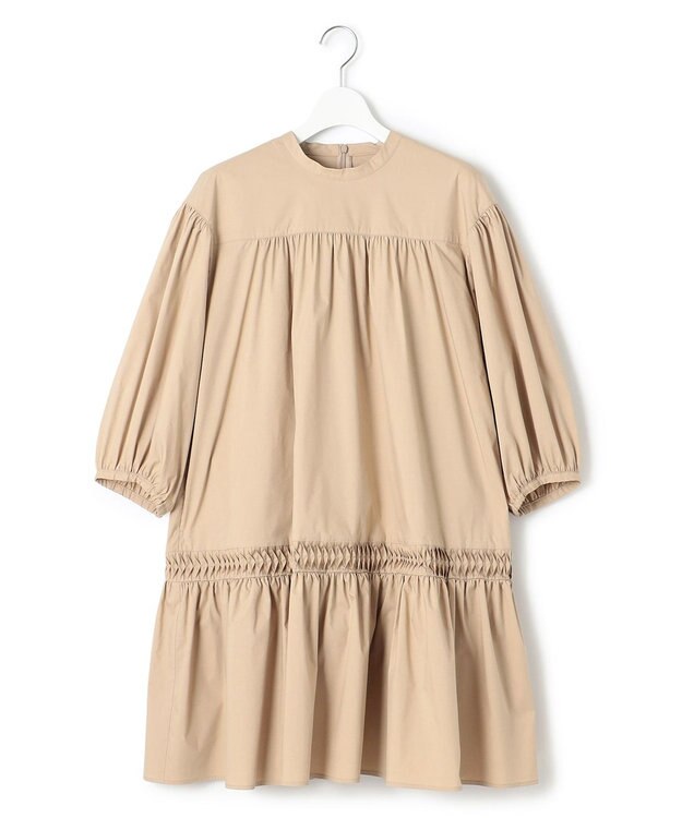 23区 L 【洗える】コンパクトライトクロス ピンタック チュニックワンピース ベージュ系