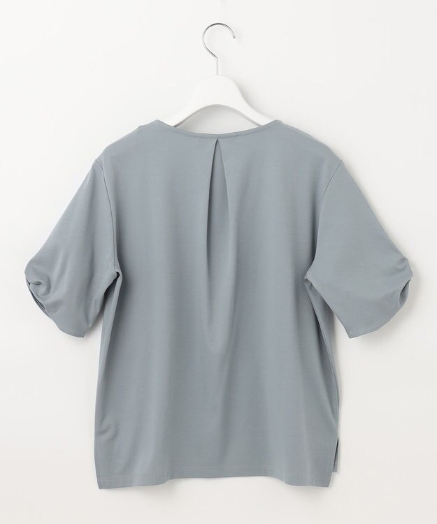 J.PRESS LADIES 【接触冷感・UVケア】コンパクトコットンスムース ツイストスリーブ カットソー スモーキーグリーン系