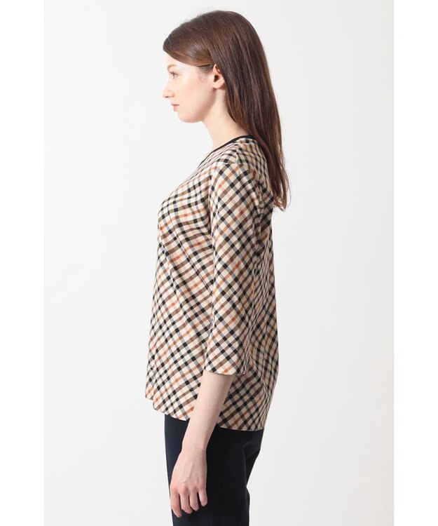 DAKS チェックプリント七分袖Tシャツ ハウスチェック
