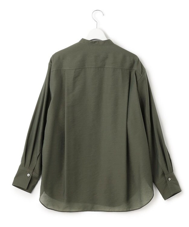 23区 L 【洗える】バンドカラー シアー シャツ カーキ系
