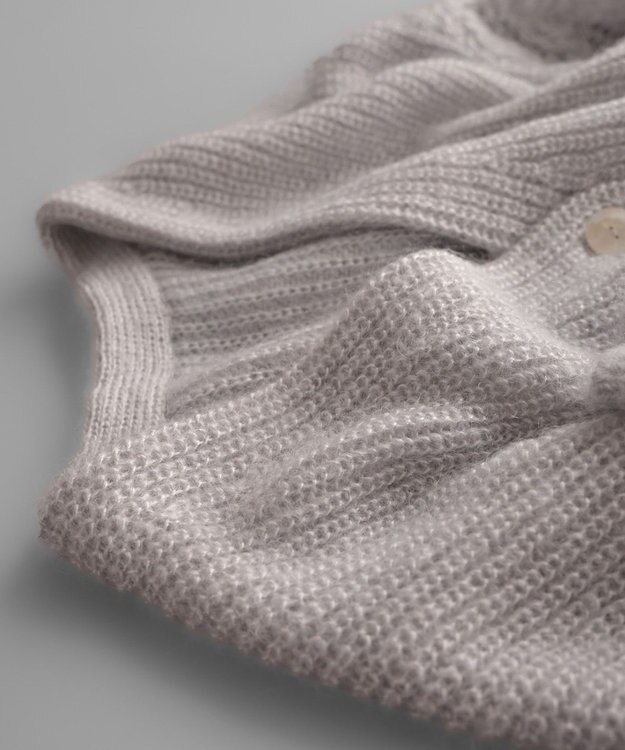 muuc 〈高品質シルク＆アンゴラモヘア〉模様編み ボリューム袖 カーディガン ベージュ