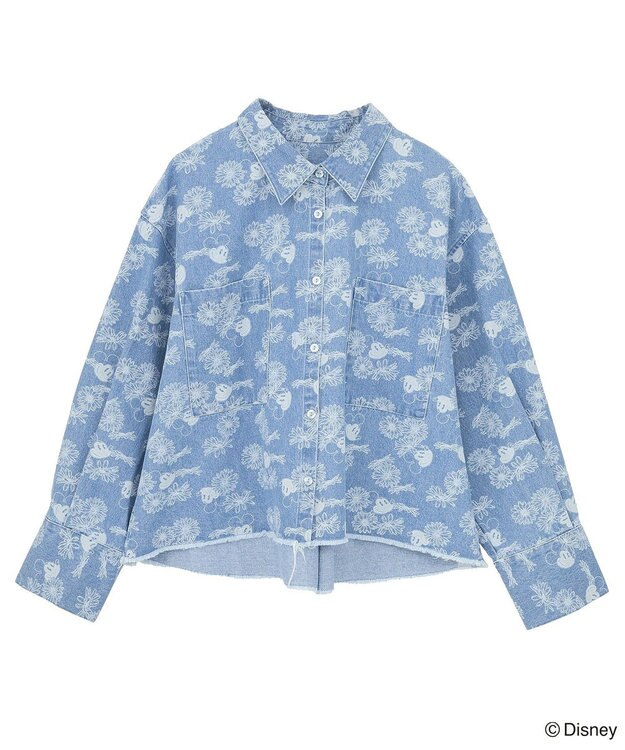 Green Parks ミッキー＆フレンズ／花柄デニムシャツ Light Indigo