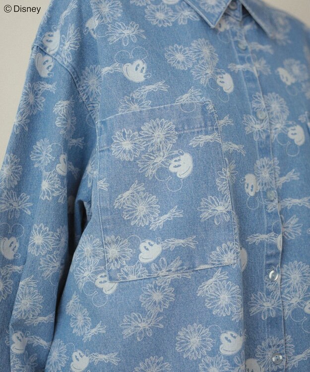 Green Parks ミッキー＆フレンズ／花柄デニムシャツ Light Indigo