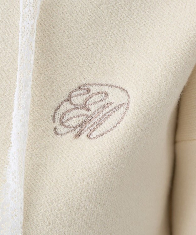 earth music&ecology レースコードダブルジップニットパーカー Ivory