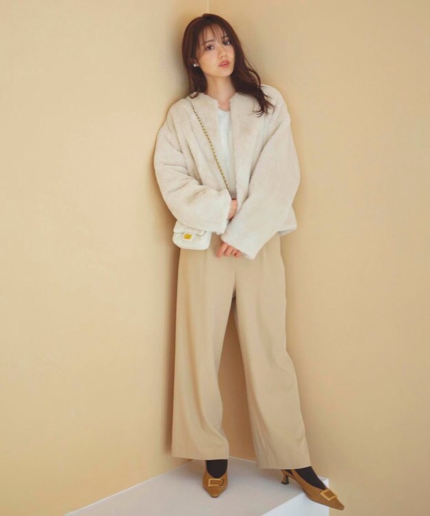 Feroux 【洗える】リボンヤーン プルオーバーニット アイボリー系