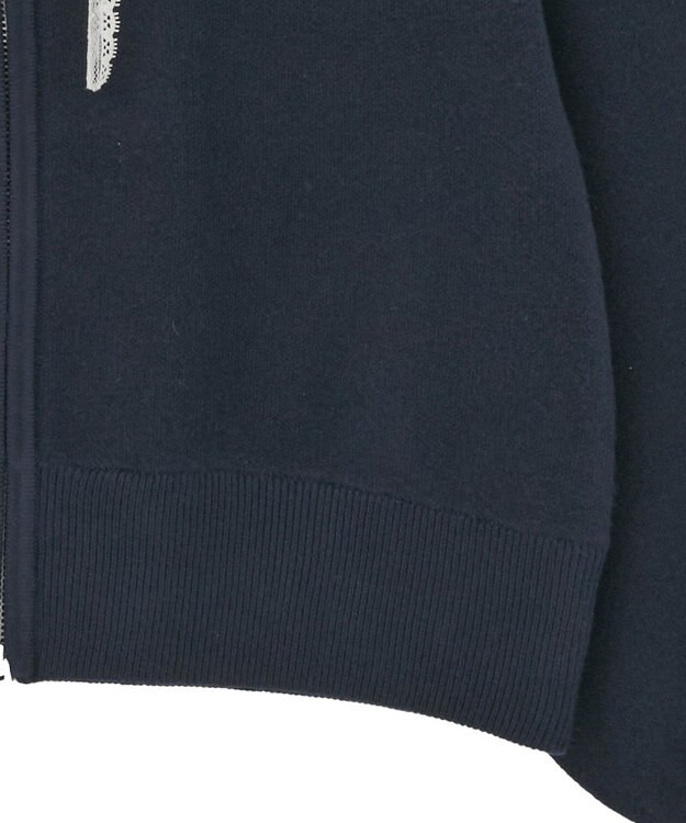 earth music&ecology レースコードダブルジップニットパーカー Dark Navy