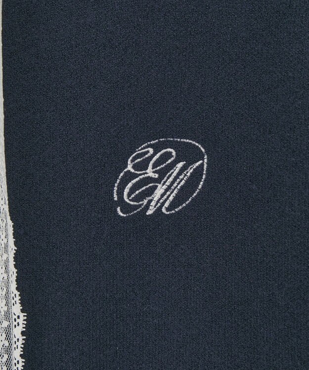 earth music&ecology レースコードダブルジップニットパーカー Dark Navy