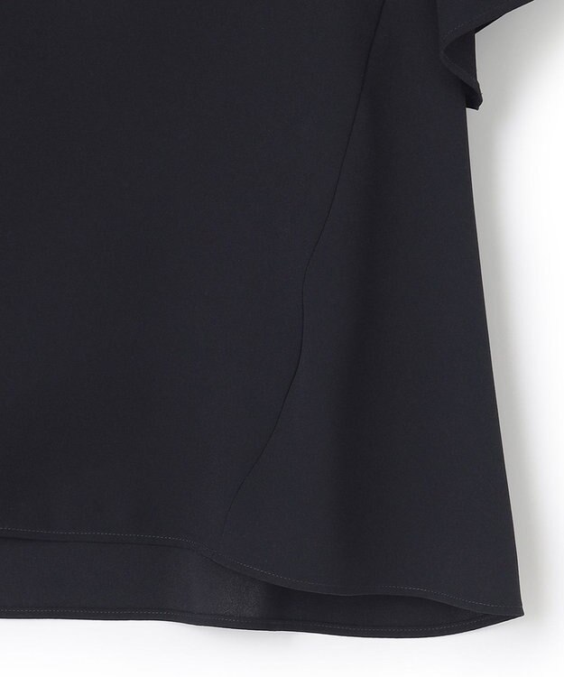 23区 【洗える】バックサテンアムンゼン ネックステッチ ブラウス ネイビー系