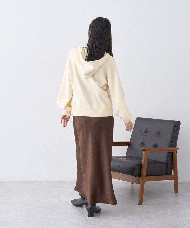 earth music&ecology レースコードダブルジップニットパーカー Ivory