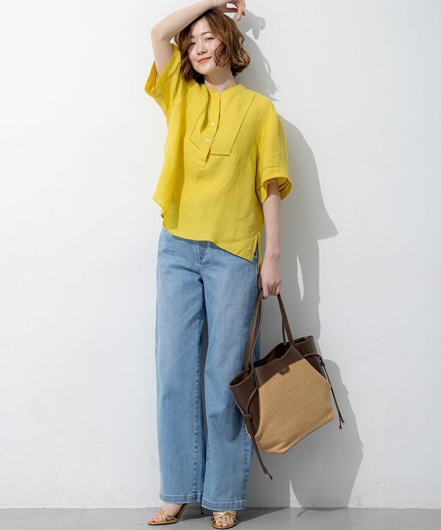 23区 L 【見上愛さん着用/Oggi掲載/接触冷感】23区DENIM サマー ストレート ワイド パンツ スカイブルー系