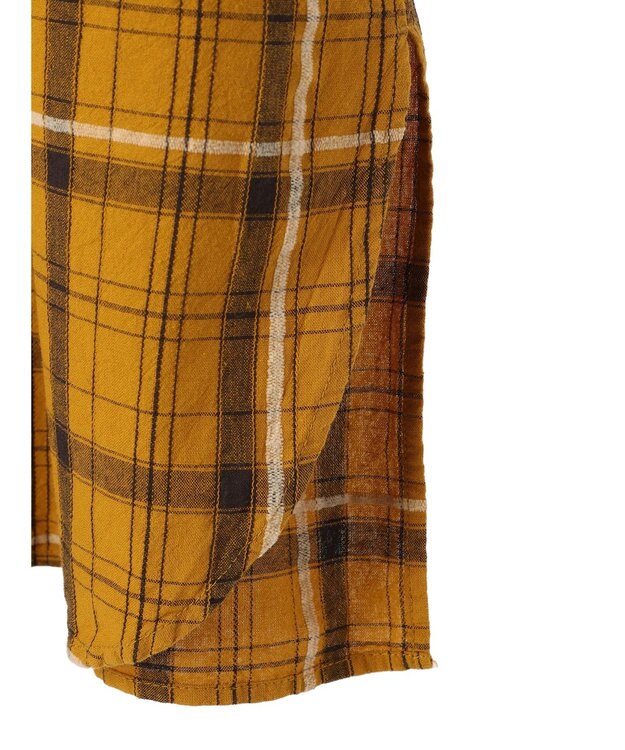 CRAFT STANDARD BOUTIQUE 先染めチェック（小）バンドカラー袖ＲＩＢ　ＯＰ Mustard