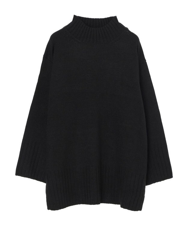 earth music&ecology アンチピリングリブハイネックチュニック Black