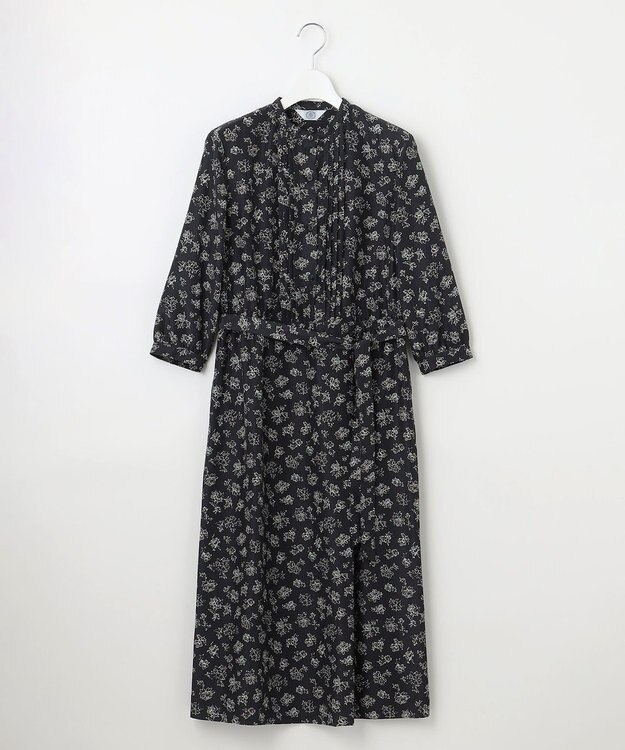 J.PRESS LADIES L 【WEB限定カラーあり・洗える】ラインフラワープリント ワンピース ネイビー系