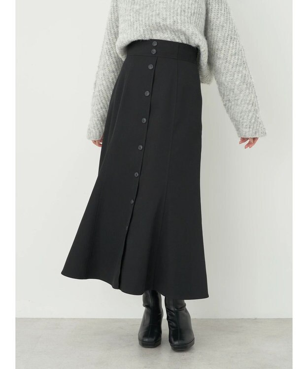 earth music&ecology フロントボタンスカート Black