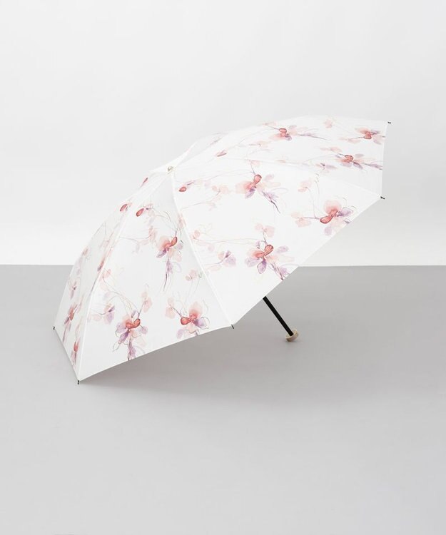 AURORA 【 JILL STUART（ジル スチュアート）】グラデーションフラワープリント雨傘（折りたたみ傘） レッド