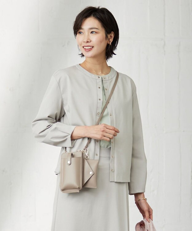 J.PRESS LADIES L 【洗える】Hari-Puru jersey カーディガン ライトグレー系