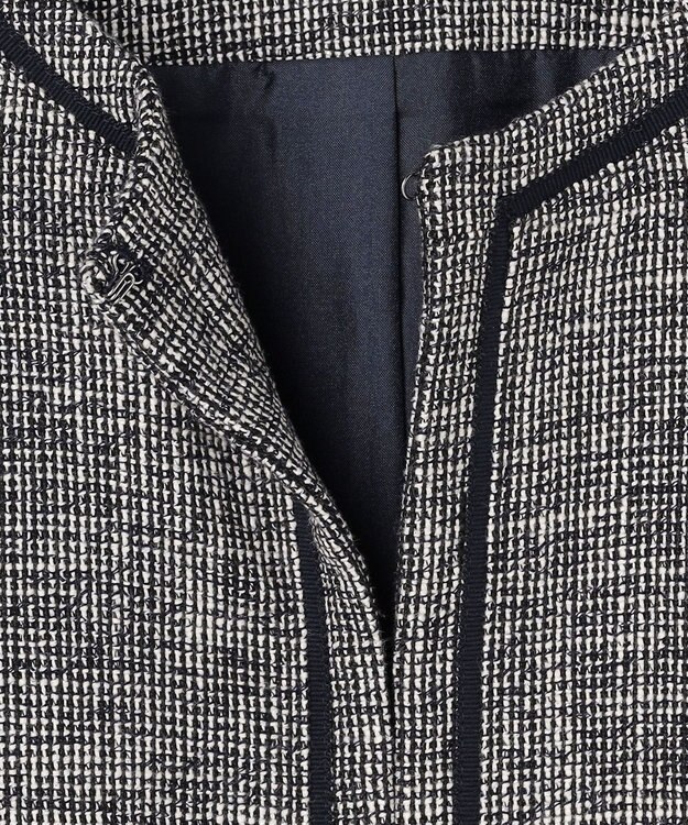 ANY SIS L ライトストレッチ ツイード ジャケット ネイビーシャンブレー