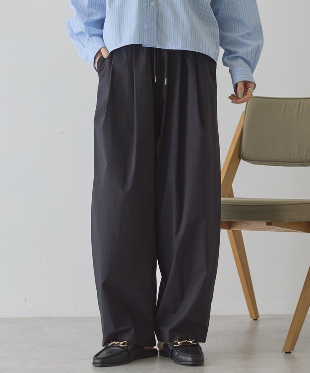 AMERICAN HOLIC ナイロンドロストタックパンツ Black